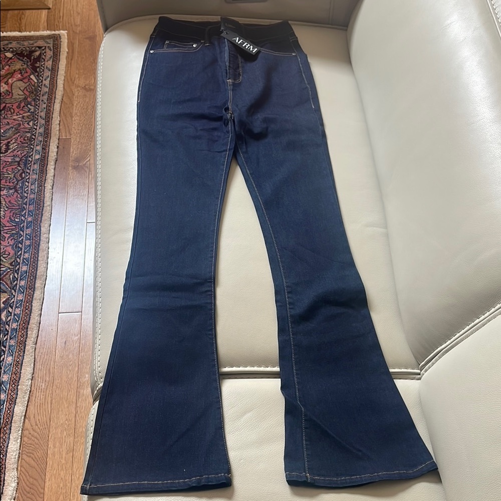 AFRM High Rise Blue Flare Leg Jeans